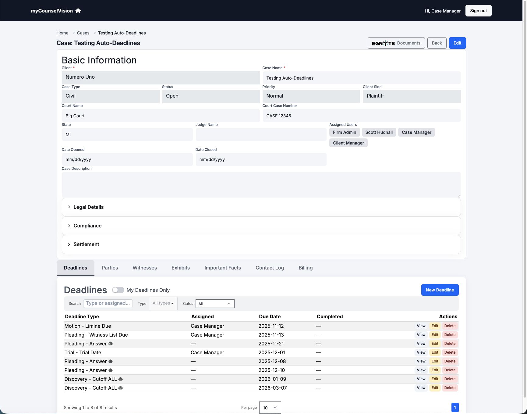 legal case management AI