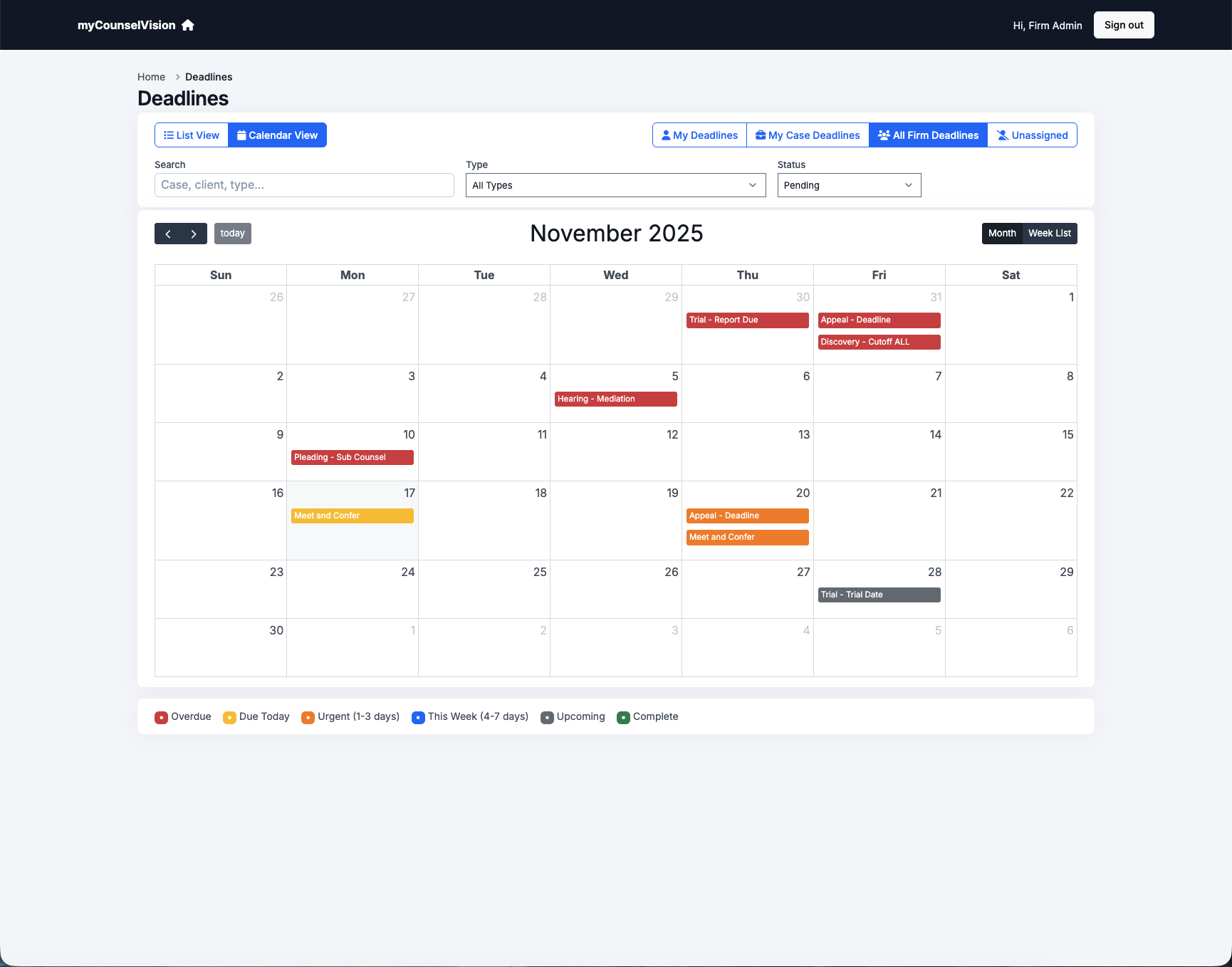 AI legal deadline calendar